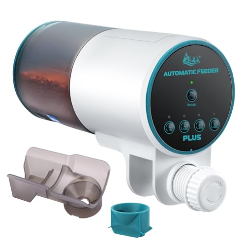 AQQA Automatic Fish Feeder for Aquarium - Auto Fish Food Dispenser with 8/12/24/48H Timer, 230ml Large Capacity Vacation Tank Feeder for Turtle Betta Goldfish, Feeding Port Automatic Alignment