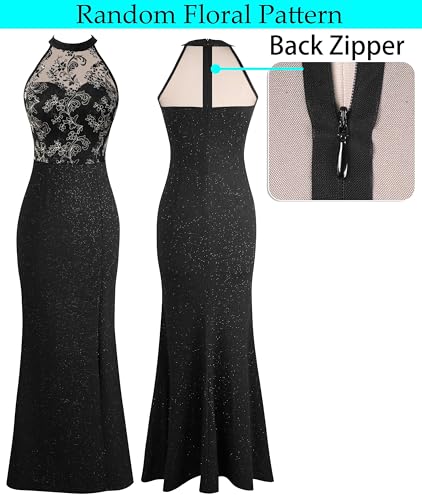 Image of VFSHOW Womens Formal Sexy Halter High Slit Prom Wedding Guest Maxi Dress 2023 Illusion Sweetheart Neckline Evening Long Gown