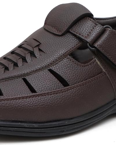 Image of Faux Leather Sandals for Men | Closed Fisherman Sandal