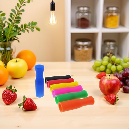 20 Pcs Tapas de Silicón para Pitillos de Metal Reutilizables miniatura 5
