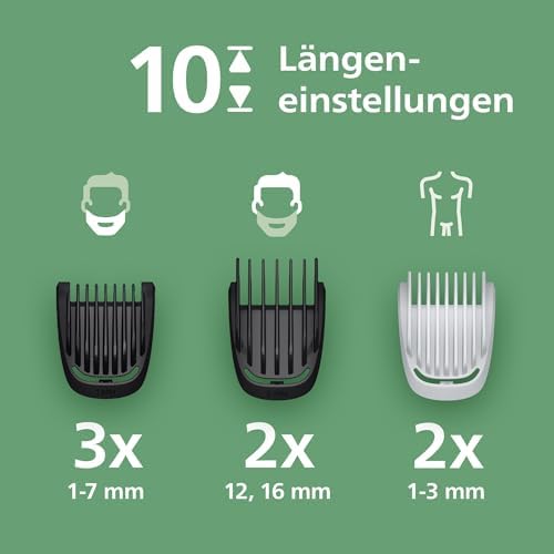 Bild 2 - Philips Multigroom 3000er-Serie All-in-One 9-teiliger Trimmer: Rasierer und Haarschneider für Gesicht, Kopf und Körper, selbstschärfende hautfreundliche Klingen, zwölf Längeneinstellungen, MG3946/15