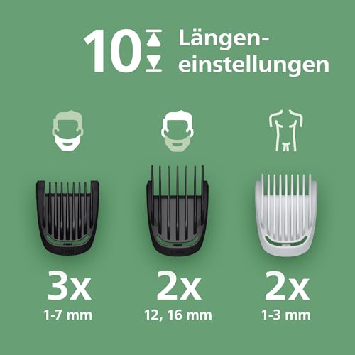 Philips Multigroom 3000er-Serie All-in-One 9-teiliger Trimmer: Rasierer und Haarschneider für Gesicht, Kopf und Körper, selbstschärfende hautfreundliche Klingen, zwölf Längeneinstellungen, MG3946/15