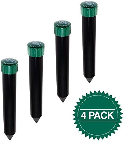 Reusable Revolution 4 Pack Sonic Mole Chaser - Battery Operated Pest Repeller Stake, Scares Away Moles, Voles, Gophers and Rats (Green & Black)