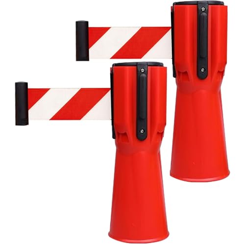 2 Piezas Cinta Conectora Retráctil para Conos de Tráfico - Banda de Aislamiento 5 Metros para Obras y Seguridad Vial