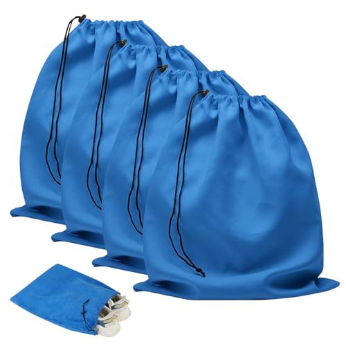 Image of LAKE OF FIRE 4-Piece Travel Shoe Bags for Packing, 17.7 inch x 13.8 inch Dustproof Shoe Bags with Drawstring Closure,Washable & Reusable(Blue)