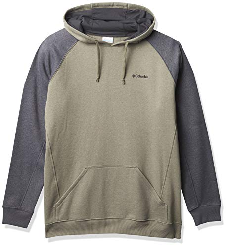 Columbia Men's Hart Mountain II Hoodie, Stone Green Heather/Shark Heather, Large