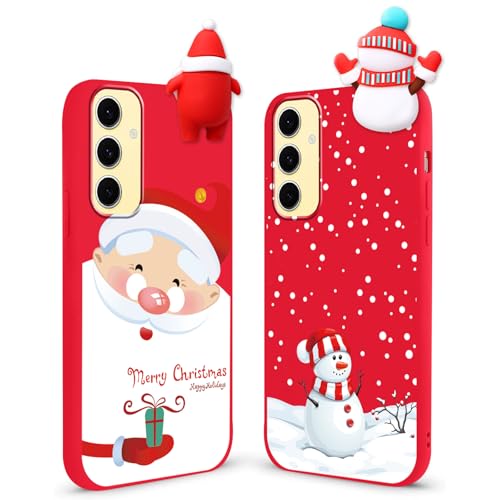 Yomjew 2�p�b�N �����[�N���X�}�X �X�}�z�P�[�X Samsung Galaxy S23 FE 6.4�C���`�p�A���킢���N���X�}�X�Ⴞ��܃T���^�N���[�X�p�^�[�� ���b�h�P�[�X 3D�h�[���f�U�C�� �ϏՌ��\�t�gTPU�J�o�[ �K�[���Y ���f�B�[�X