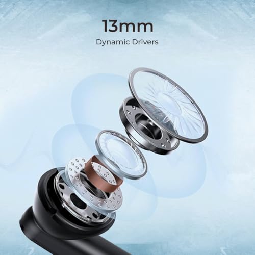 Image of pTron Basspods P81 in-Ear Wireless Earbuds, Pristine Sound, 32Hrs Playtime, Clear Calls TWS Earbuds, Bluetooth V5.1 Headphone, Type-C Fast Charging, Voice Assist & IPX4 Water Resistant (Black)