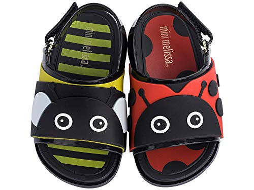 Mini Melissa Beach Slide Sandal Zoo (Preta/Vermelha / Amarela)