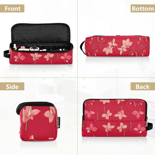 Organizador de herramientas para el cabello 2 en 1 Cute Red Flowers con tapete resistente al calor desmontable y gran capacidad para planchas y rizadores miniatura 5