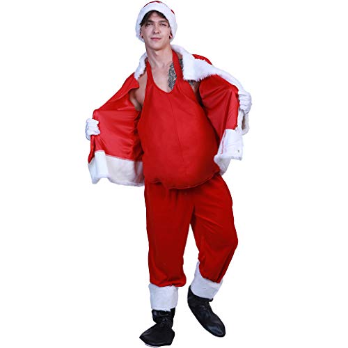 Mrisata Fantasia de Papai Noel com barriga de Papai Noel para adultos, fantasia de Papai Noel, barri