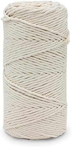 3mm 220Y Macrame Cord Rope -1/10inch Single Stand White Macrame Cotton String for Handemade Wall Hanging Weaving Basketry Crochet and Tapestry (3mm-200m (220yd))