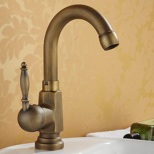 Robinet antique mitigeur monotrou bronze mélangeur eau chaude froide