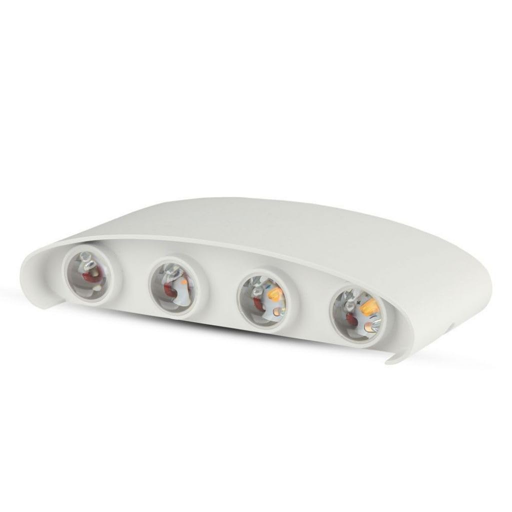 LEDLUX LD8617 Applique Led Da Parete 8W 8X1W Carcassa Bianca Doppio Illuminazione Up-Down e Indiretto Con Angolo Luce 150 Gradi IP54 Interno Esterno (Bianco Caldo 3000K)