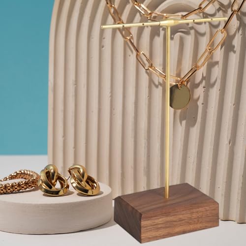 Support en T avec base en bois de noyer pour offrir vos bijoux - 5