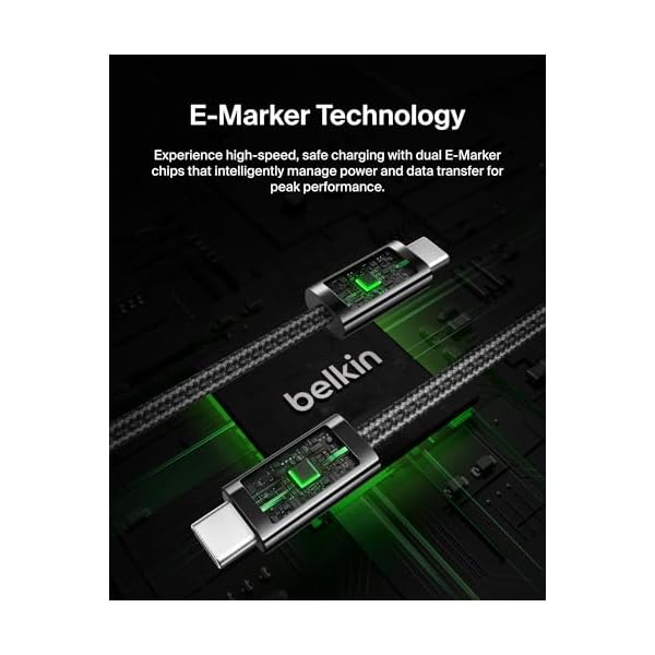 Belkin USB C to USB C Cable ​2-Pack, 6.6ft, 240W - Type C Charger, iPhone Charger Cord, Soft, Braided, Flexible for iPhone 16, Galaxy S25, Pixel 9, MacBook, Chromebook, iPad Pro, Switch – Black - Image 6