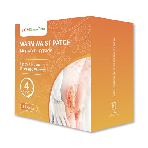 Plant-Based Heat Therapy Wraps with Mugwort Extract, TCMGreenCare Disposable Non-Adhesive Patches for Instant Relief from Herniated Disc, Muscle Pain & Menstrual Cramps, 10 Count