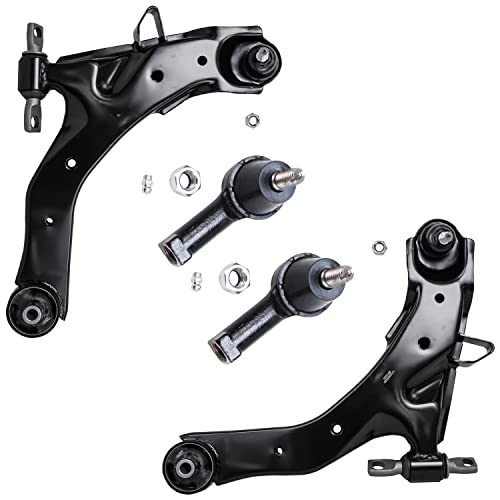 Image of Detroit Axle - 4pc Front End Control Arms Kit for 01-06 Hyundai Elantra, 2 Control Arms with Ball Joint 2 Outer Tie Rod Ends 2001 2002 2003 2004 2005 2006 Replacement