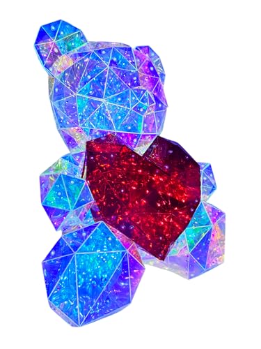Ours lumineux XL USB multicolore avec grand coeur rouge, boîte cadeau ours avec coeur rouge, ours LED lumineux grand, cadeau de Saint Valentin pour elle décorations romantiques table chambre à coucher