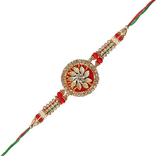 eCraftIndia Designer Rakhi with Roli Chawal Pack and Raksha Bandhan Greeting Card - Rakhi for Brother (B09B7VTW4J) Amazon Price History, Amazon Price Tracker