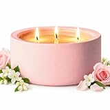 20oz Large Scented Candle - Blush Bloom, 3 Wick Soy Candle, Pink Decorative Ceramic Jar Candle, Non Toxic Home Fragrance Candle for Women, Bedroom, Bathroom, Living Room