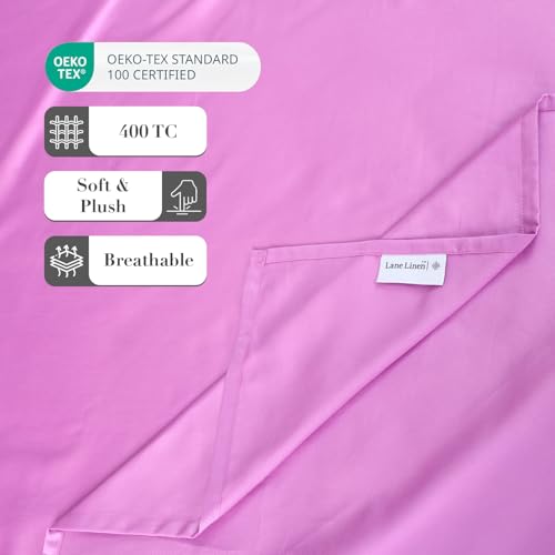 Image of LANE LINEN 400TC Super King Size Bedsheet with 2 Pillow Cases | 100% Cotton 3 Pc Bedding Set (2.74 M x 2.74 M) | Breathable & Wrinkle-Free | Sustainable & Eco Friendly Bedding Set (Mulberry)
