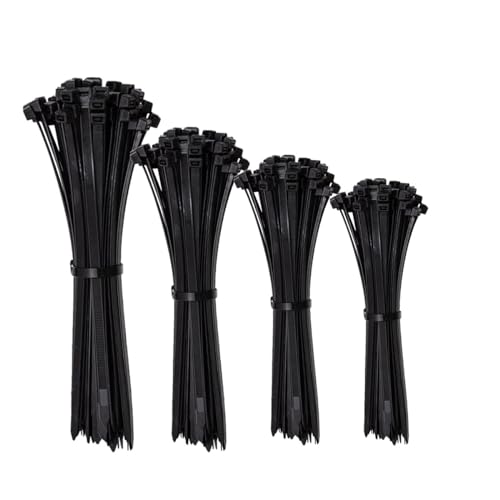 ERKO Serre-câbles électriques Set 200 pièces 100x2,5 ; 150x2,5 ; 200x3,6 ; 300x3,6 mm Support résistant aux UV pour le chemin de câbles Support pour...