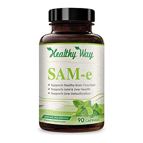 Healthy Way 500mg SAM-e Supplement - High Strength 500mg S-Adenosyl-L-Methionine Capsules for Joint Brain Liver and Mood Support - Non-GMO High Absorption Same Supplement (90 Servings) Cover