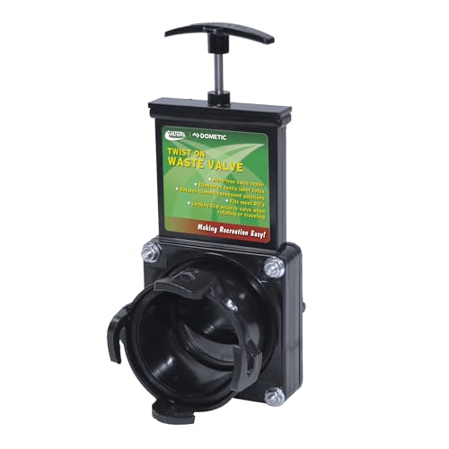 Valterra T58 Twist-On Waste Valve, Mess-Free Waste Valve for RV's, Campers, Trailers