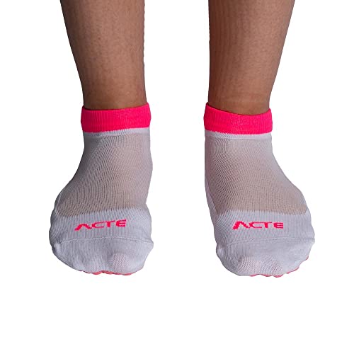 Acte Sports Meia para Pilates, branco e rosa, 34 ao 38