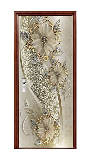 Poster de porte 3D fleurs dorées art moderne de qualité supérieure
