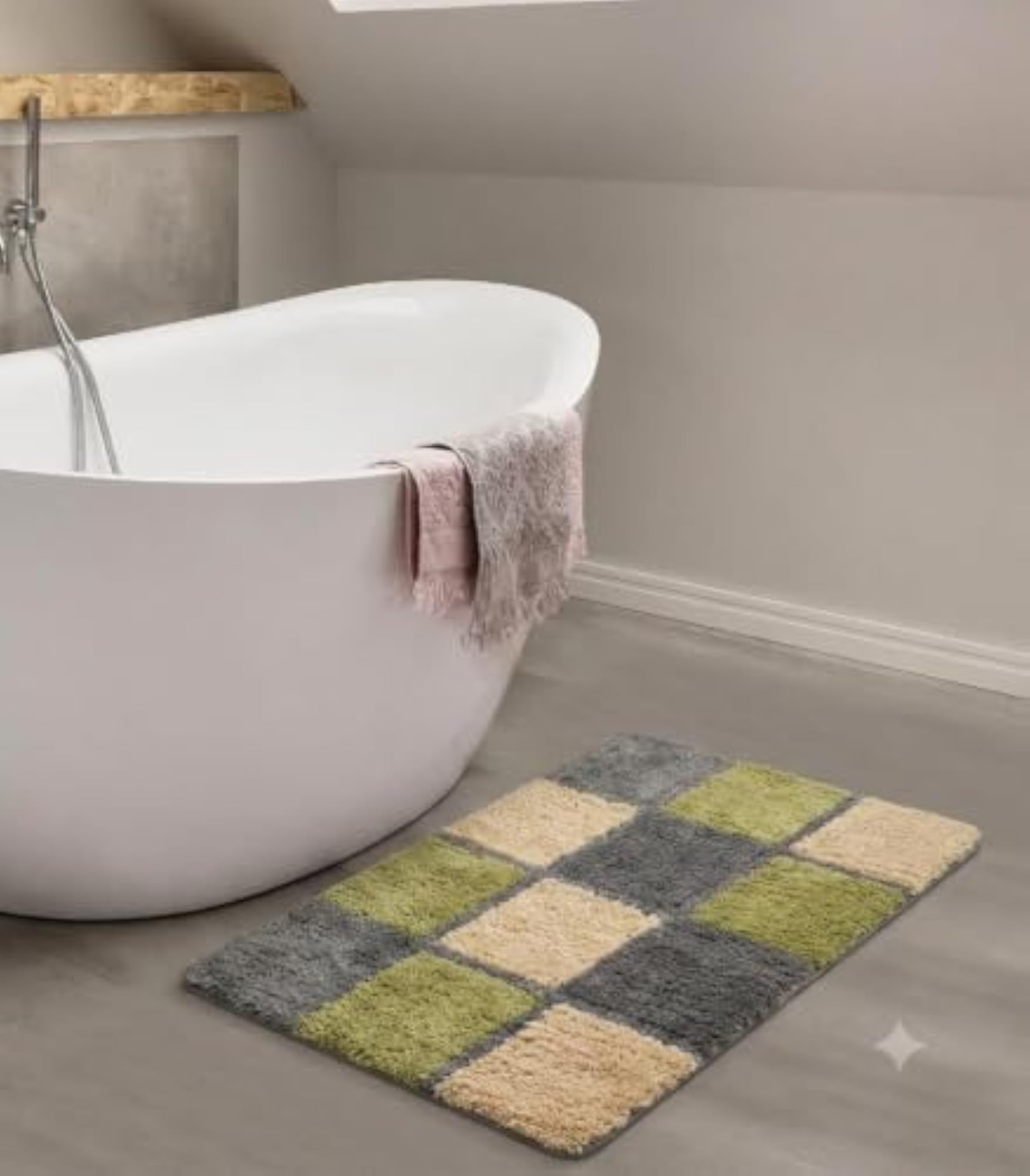Cozy Handcrafted Wool Luxury Floor Mat, Non-Slip
