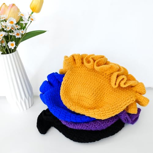 Sombrero tipo Bucket tejido con volantes para mujer miniatura 3