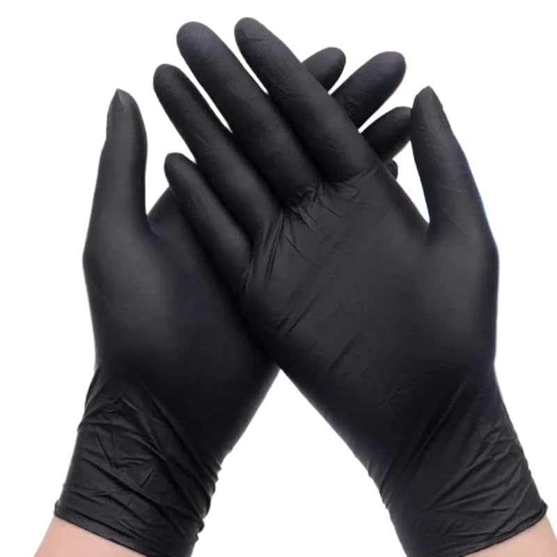 Guantes desechables de nitrilo negro, 10-100 unidades, for seguridad del hogar, cocina, limpieza, alimentos(100 pcs,XXL)