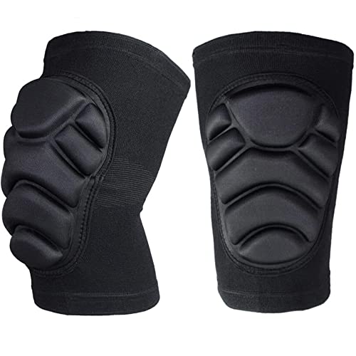CTHOPER Protective Knee Pads Knee Protector Soft Thick Sponge Anti-Slip Breathable Collision Avoidance Knee Sleeve for Volleyball Dance Football Wrestling Cycling Basketball (XL, Black)