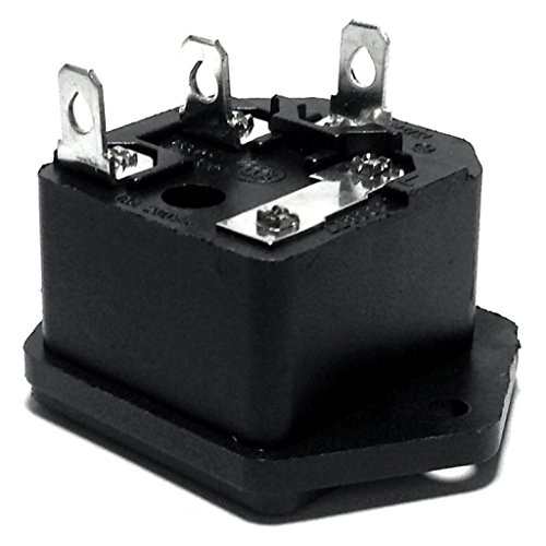 CESS Screw Mount AC Power Inlet with Fuse Holder,Socket Type, Black - 4 PACK - Thumbnail 3
