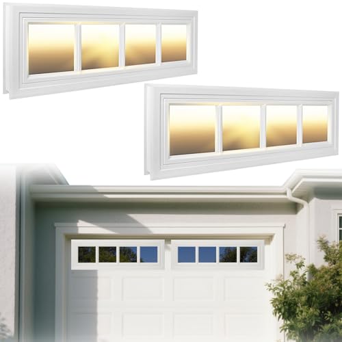 Kerty 2 Pack Garage Door Windows Inserts, 42 x 13.8 Replacement Vinyl Window Inserts with UV Resistant Transparent Acrylic Panel for Garage Doors