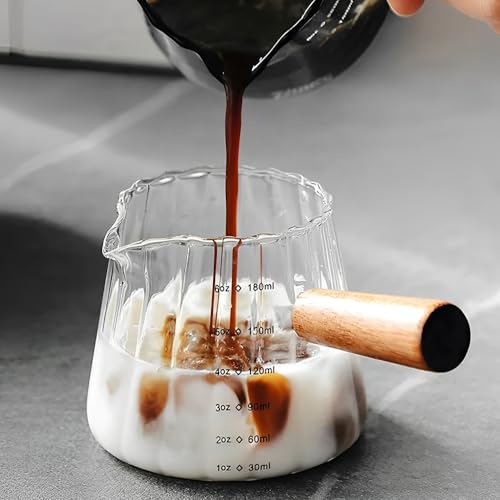 Set of 2 Espresso Shot Glasses, FHDUSRYO 6oz Cups with Measuring Spoons, V-Shape Mouth Cups for Coffee Lovers, Includes Milk Frothing Pitcher - Image 4