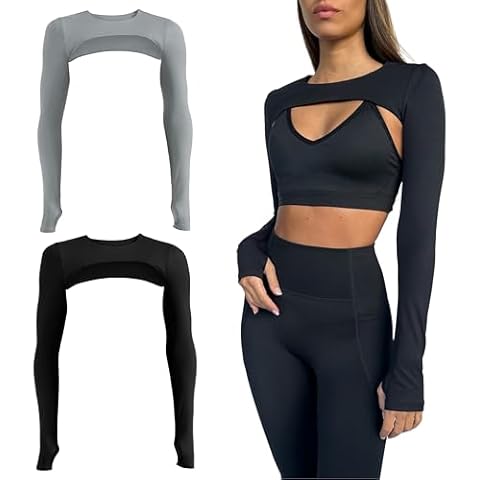 Crop Top Long Sleeve Boler (Pack Two Colors Large) Cover