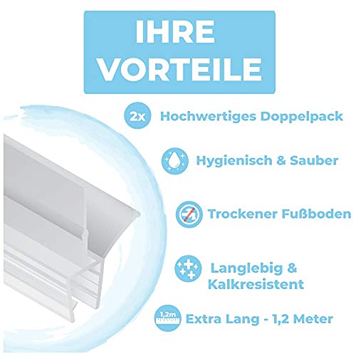 2x 118cm Duschtürdichtung mit Glasstärke 5mm / 6mm / 7mm / 8mm | Ersatz Duschdichtung mit Cuttermesser zum Zurechtschneiden GRATIS dazu! - Image 6
