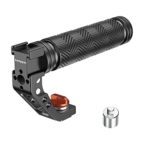 Multi-Purpose Top Handle Side Handle Grip with 3 Cold Shoe Mounts and Arri- Locating Holes for Camera Hot Shoe,for Camera Cage with Standard Arri-Locating Holes Cover