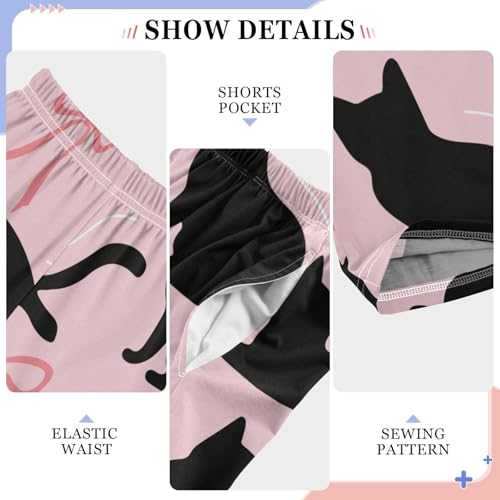 Cats and Bow Boys Pants Boys Athletic Pants Long Pant for Boywith Pockets Wide-Leg Size 6-14Y4