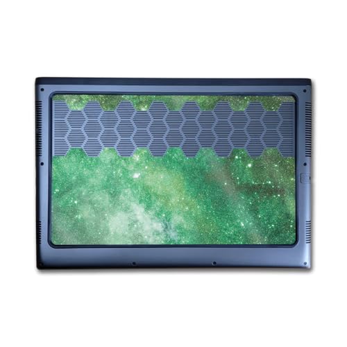 Image of Glossy Glitter Laptop Skin Compatible with Alienware M16 R2 (2024) - Green Stars - Premium 3M Vinyl Protective Wrap Decal Cover - Easy to Apply | Crafted in The USA by MightySkins