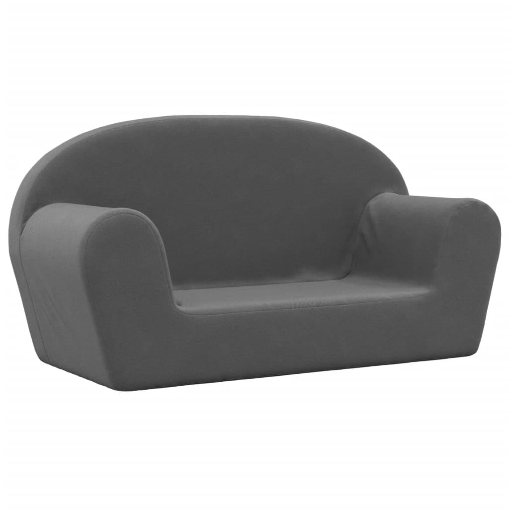 vidaXL Canapé pour Enfants 2 Places, Mini-canapé avec Housse Amovible, Canapé pour Tout-Petits, Meuble de Chambre d'enfant, Anthracite Peluche Douce