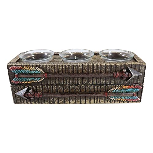 1 Pcs Of Southwestern Native Indian Turquoise Feather Arrows 3 Votives Candle Holder #TOP3