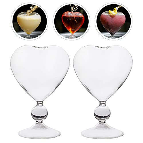 Cabilock Toasting Glasses Champagne Flutes 2Pcs Cocktail Glasses Crystal Cocktail Glasses Unique Drinking Glasses Heart Cocktail Glasses Heart Shaped Martini Champagne Glass Glass Goblet #TOP6