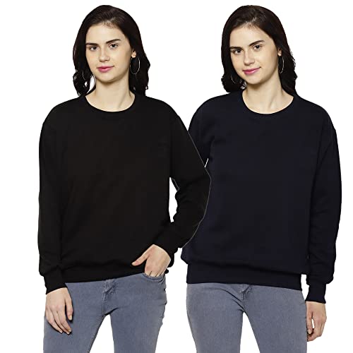 Image of Mack Jonney Fleece Round Neck Sweatshirt for Women (Pack of 2)-SW RN BLK NVY 002-P