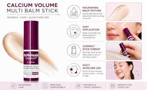 Image of Dr.Melaxin Calcium Volume Multi Balm Smooth Core Stick with Collagen Extract, Nourishing Face Balm for Daily Skincare, Portable Moisturizing Stick