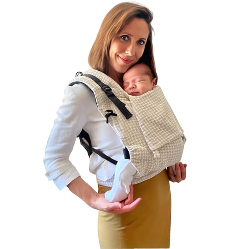 Amarsupiel - Mochila Porteo Bebe Evolutiva y Ergonomica - Cómoda y Fácil de Ajustar a la Espalda - Portabebes Recien Nacido de Algodón - Orgánico & Transpirable - Canguro para Bebe (Beige)