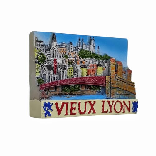 Imán decorativo Vieux Lyon Francia 3D souvenir miniatura 6